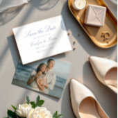 Moderne fotoscript kalligrafie bruiloft save the date