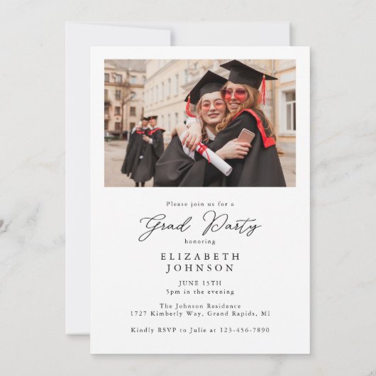 Moderne fotoscriptgraafpartij kaart (Achterkant)