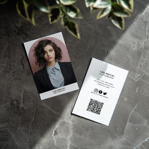 Moderne fotostijl voor sociale media met QR-code Visitekaartje