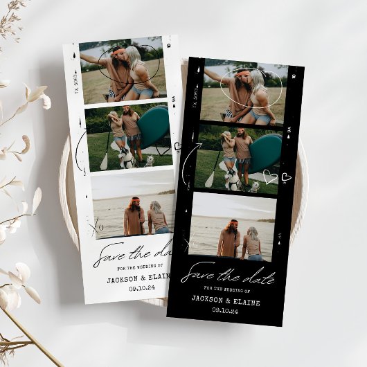 Moderne fotostrip bruiloft save the date