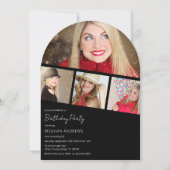 Moderne Fotostrip Collage Arched Verjaardagsfeest Kaart (Voorkant)