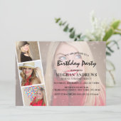 Moderne fotostrip collage Birthday Party Kaart (Staand voorkant)