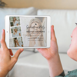 Moderne fotostrip Collage Graduation Party Kaart