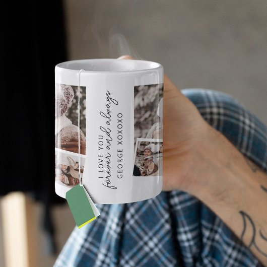 Moderne fotostrip collage koffiemok