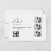 Moderne Fotostrip Collage QR-code Huwelijk RSVP Kaartje (Voorkant)