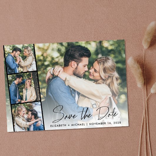 Moderne fotostrip collage save the date