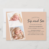 Moderne fotostrip collage | Sip & see | Nieuwe bab Kaart (Voorkant)