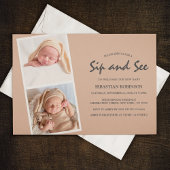 Moderne fotostrip collage | Sip & see | Nieuwe bab Kaart