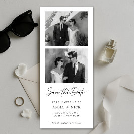 Moderne fotostrip Huwelijksfoto bladwijzer Save The Date