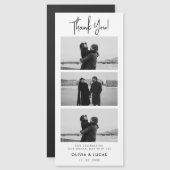 Moderne Fotostrip Magnetische bruiloft Dank u (Voorkant / Achterkant)