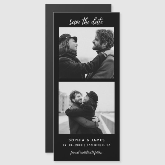 Moderne Fotostrip Magnetische bruiloft Sla de datu (Voorkant / Achterkant)