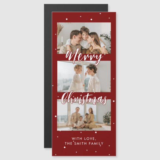 Moderne Fotostrip Magnetische Kerst Kaart (Voorkant / Achterkant)