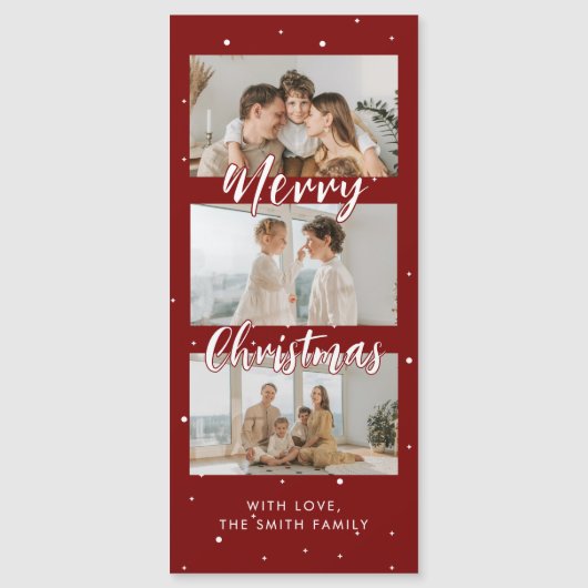 Moderne Fotostrip Magnetische Kerst Kaart (Voorkant)