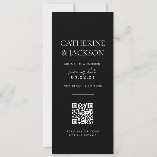 Moderne Fotostrip QR Code Huwelijk Save the Date (Achterkant)