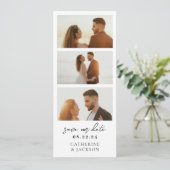 Moderne Fotostrip QR Code Huwelijk Save the Date (Staand voorkant)
