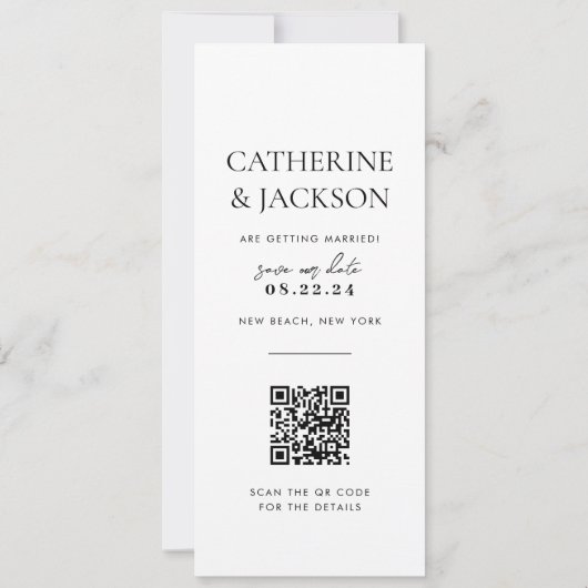 Moderne Fotostrip QR Code Huwelijk Save the Date (Achterkant)