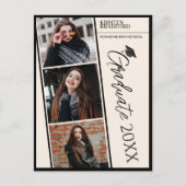 Moderne fotostrips Beige Afstuderen Aankondiging Briefkaart (Voorkant)