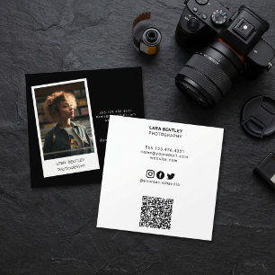 Moderne fotostylist social media met QR code Vierkante Visitekaartje