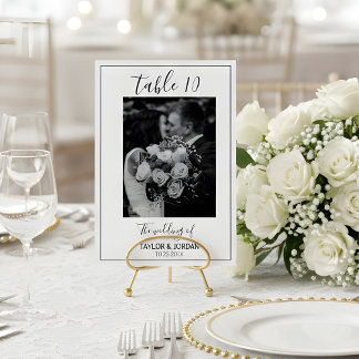 Moderne Fototafel Nummer Huwelijksreceptiekaart Kaart