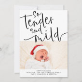 Moderne Fototeder en Mild Zwart Script Wit Feestdagenkaart (Voorkant)