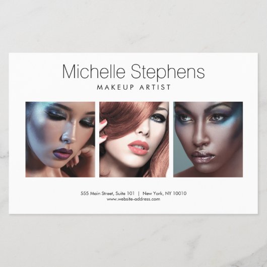 Moderne Fototrio voor Makeup-artiesten, pieklijste Flyer (Voorkant)
