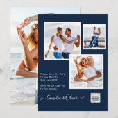 Moderne Fototrouhuwelijksuitnodiging QR-code RSVP  Kaart (Voorkant / Achterkant)