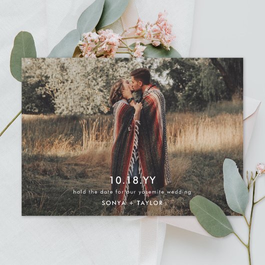 Moderne Fototrouw Template Save the Date Postkaart