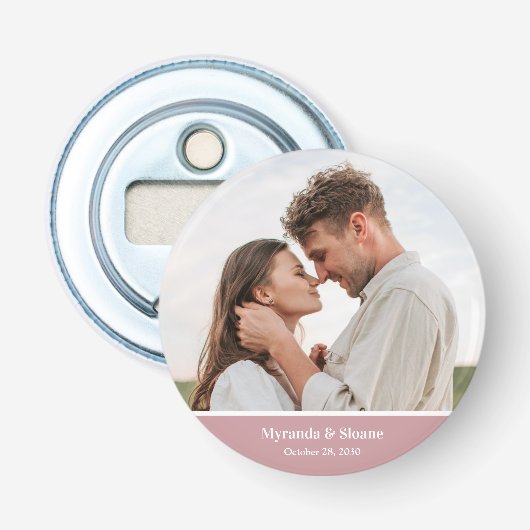 Moderne Fototrouwfoto Button Flesopener (Voorkant)