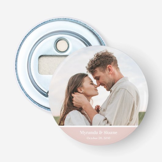 Moderne Fototrouwfoto Button Flesopener (Voorkant)