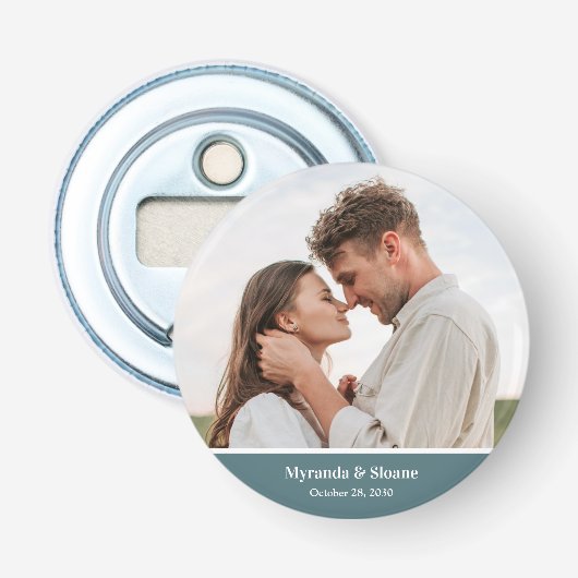 Moderne Fototrouwfoto Button Flesopener (Voorkant)