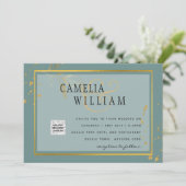 Moderne Fototrouwkaart QR-code RSVP Groen (Staand voorkant)