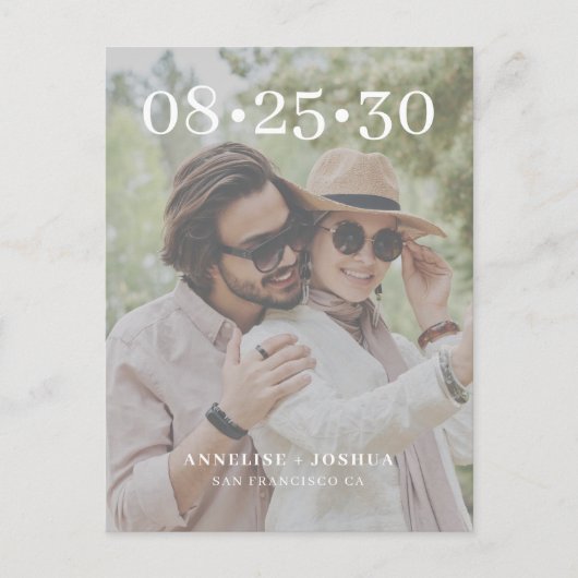 Moderne fototypografie bruiloft met behoud van dat aankondigingskaart (Voorkant)