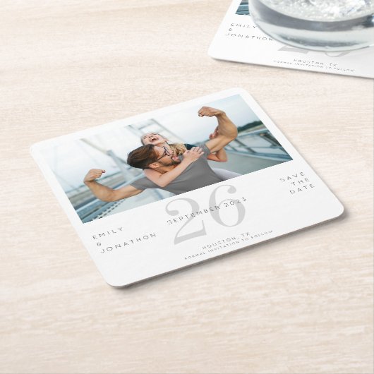 Moderne fototypografie zwart grijs kartonnen onderzetters (Schuin)