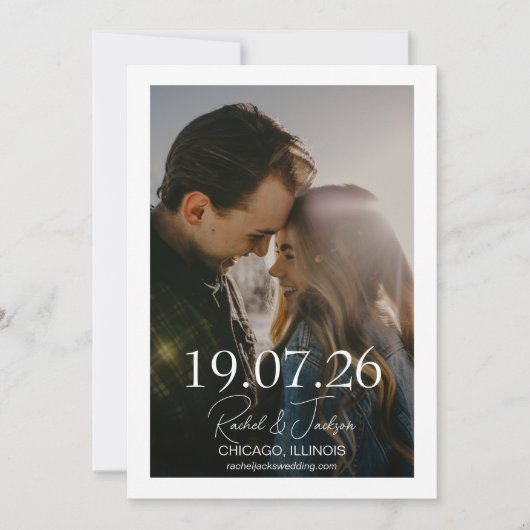 Moderne Fototypography Overlay Bruiloft Save The Date (Voorkant)