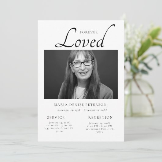 Moderne fotoviering van de begrafenisdienst van he kaart (Staand voorkant)