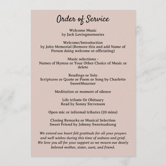 Moderne fotoviering van de orde van dienst van het programmakaart (Achterkant)