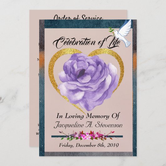 Moderne fotoviering van de orde van dienst van het programmakaart (Voorkant / Achterkant)