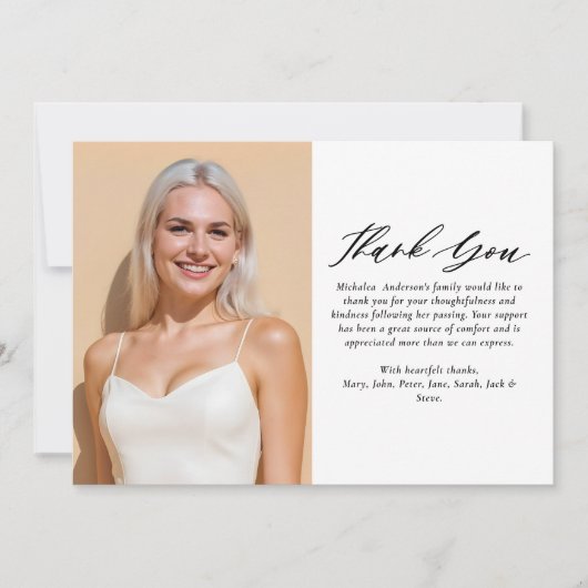 Moderne fotoviering van het leven / begrafenis / g bedankkaart (Voorkant)