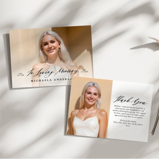 Moderne fotoviering van het leven / begrafenis / g bedankkaart