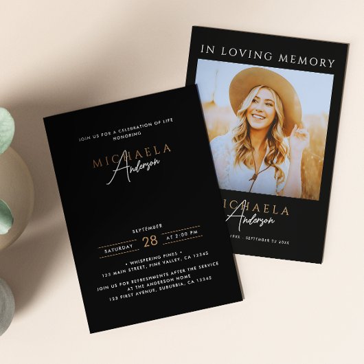 Moderne fotoviering van het leven / begrafenis / g kaart