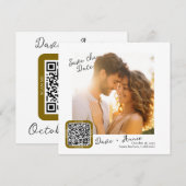Moderne fotovierkant met QR-code Save The Date (Voorkant / Achterkant)