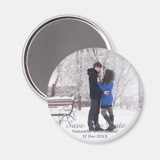 Moderne fotowinter sparen de datum magneet (Voorkant / Achterkant)
