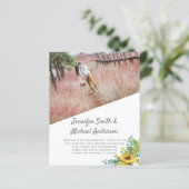 Moderne fotozonnebloemen bruiloft Uitnodigingsdatu (Staand voorkant)