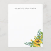 Moderne fotozonnebloemen bruiloft Uitnodigingsdatu (Achterkant)