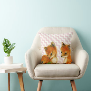 moderne fox orn Woodland Roze Pillow Kussen
