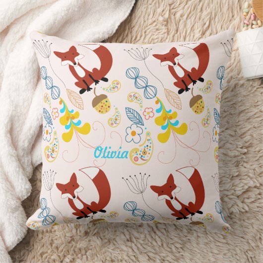 moderne fox orn Woodland Roze Pillow Kussen (Deken)
