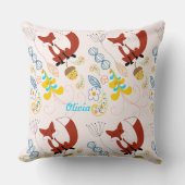 moderne fox orn Woodland Roze Pillow Kussen (Voorkant)