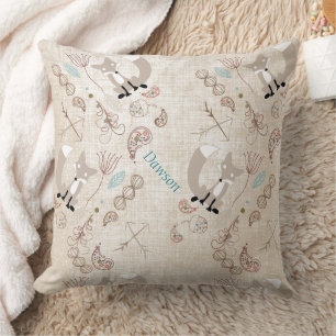 moderne fox orn Woodland Tan Gray Pillow Kussen
