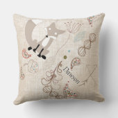 moderne fox orn Woodland Tan Gray Pillow Kussen (Achterkant)