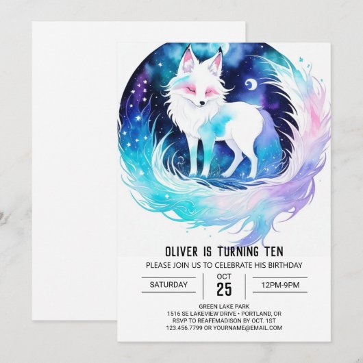 Moderne Fox Woodland Verjaardag Kaart (Voorkant / Achterkant)